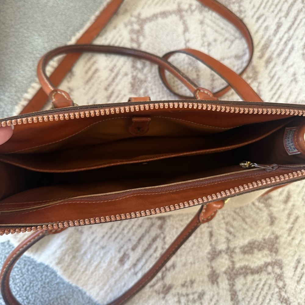 Vintage 1991 Dooney & Bourke AWL Satchel Original Receipt USA Cream Tan Leather - Picture 10 of 14